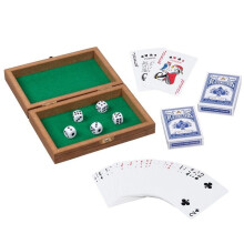 Card and Dice Game Set - GOKI - GOLLNEST & KIESEL - 5 Dice - 2 Sets of 54 Cards - Wood