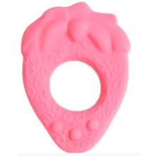 LANCO Tandenring aardbei - Vanaf de geboorte - Roze - Meisje - Natuurrubber - 6,5x1,5x10 cm