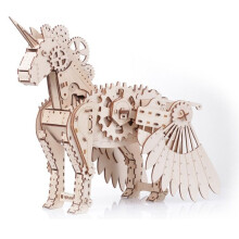 Modello in legno - GIGAMIC - Unicorno (Modello piccolo) - 140 pezzi - Facile da montare - 17 x 23 x 4,5 cm