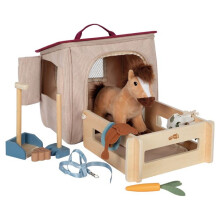Conjunto de jogo Cavalo com estábulo e acessórios em uma bolsa