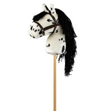 Stick Horse - BYASTRUP - Spotted White Horse Head - 68 cm - For children aged 3 to 8 years - Wood