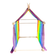 Holz-Bausatz - TRIGONOS - Trigonos Big Start Rainbow - 32 Teile - Bio-Baumwollstoff Regenbogen - 90x300 cm
