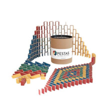 Dominos - Pestas - Baril de 500 dominos - Bois de bouleau FSC - Couleurs variées - Jeu coopératif