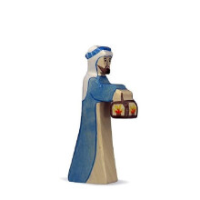 Figurinha de madeira HOLZTIGER - Pastor com lâmpada 2 - Pintada à mão - Fabricação europeia