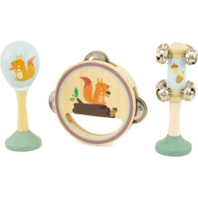 Set musicale - ULYSSE - Scoiattolo - 3 strumenti in legno - Per bambini da 12 mesi a 6 anni - Beige