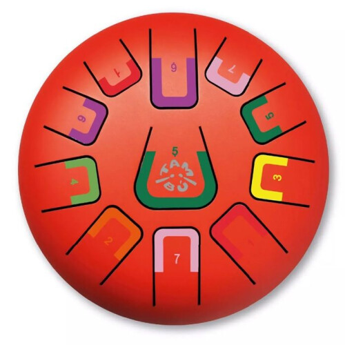 Instrument de musique - TAMBÚ - Tambú 11 notes - Rouge - 11 notes codées - Diam. 20 cm