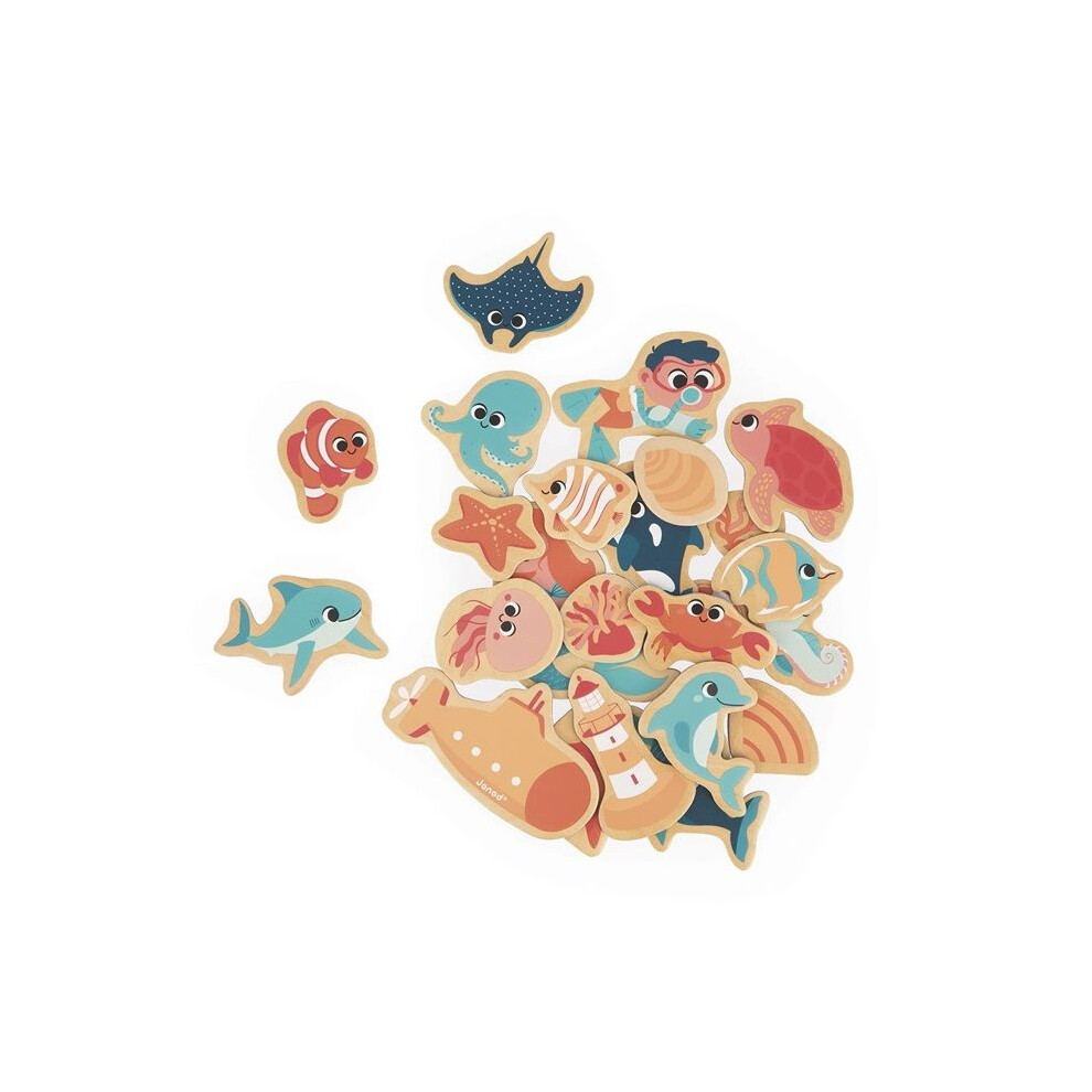 Janod Magnets - Marine World - 24 Pieces - Wood - Illustrated