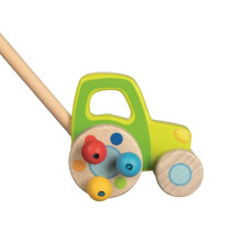Stokroller Traktorit - GOKI - 10 cm - Puu - Luonnollinen/Vihreä/Keltainen