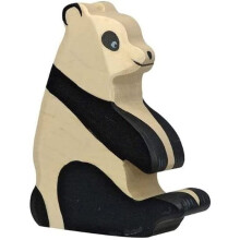 HOLZTIGER puinen figuuri - Istuva panda - Käsinmaalattu - Lasten käyttöön alkaen 3 vuodesta