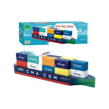 Navalspielzeug Vilac - Containerschiff Jacques Saadé - Mehrfarbig - 18 magnetische Container