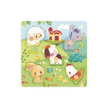 Tactile Farm Puzzle - 5 pcs - JANOD - J07129 - Green - From 18 months
