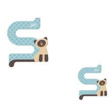 Lettre en bois - SEVI - S - Chat siamois - Hauteur 10 cm - Bleu