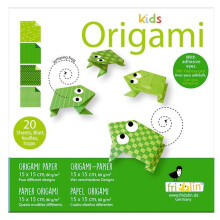 Origami-setti - Fridolin - Sammakko - 20 Lehteä - 4 Kuviota - Lapsille 6-vuotiaasta alkaen