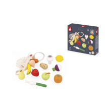 Dinette - JANOD - J06639 - 12 Fruit en Groenten van Hout - Net Inclusief - Voor Kinderen 3-8 jaar