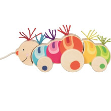Pull-along Toy - Goki - Papilio Caterpillar - Wood - Beige - For babies from 12 months