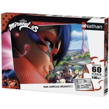 Puzzle Ladybug 60 palapeliä Nathan lapsille alkaen 6-vuotiaille, jossa on 3-osainen palapelijakaja.