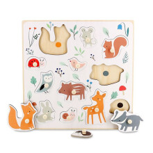 Houten inlegpuzzel - VILAC - Ref. 7100 - Bosdieren - 12 stukken - Kleurrijke schijfjes