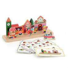 Houten logica spel - VILAC - De stad - 5 moeilijkheidsniveaus - Vanaf 3 jaar - Educatief