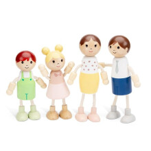 Miniaturpuppen aus Holz - NEUE KLASSISCHE SPIELZEUG - 4 Figuren - 12 cm - Beige - Für Kinder ab 3 Jahren