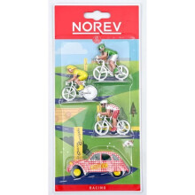 Auto spel - NOREV - 2CV Citroën met 3 fietsers - zilver/rood/geel/beige - Volwassene