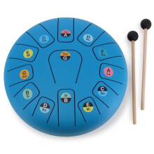 Instrumento musical - VILAC - Tambor de língua em metal 13 notas - 13 notas em Dó maior - Diâmetro 25 cm - 2 baquetas & 14 partituras