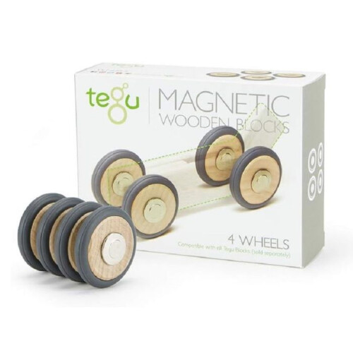 Tegu - Set de 4 ruedas de madera magnéticas Tegu