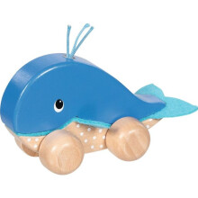 Push Toy - GOKI - Finnie Whale - Solid Wood Body - Felt Fins - From 12 Months