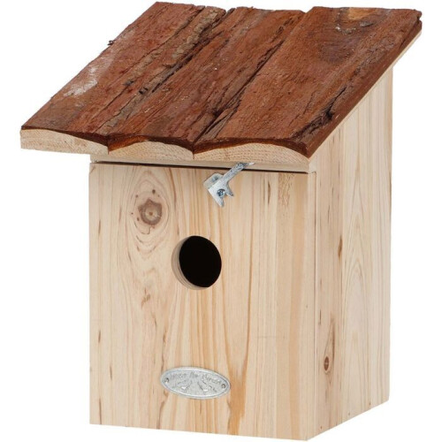 Vogelhaus mit Rinde für Kohlmeisen