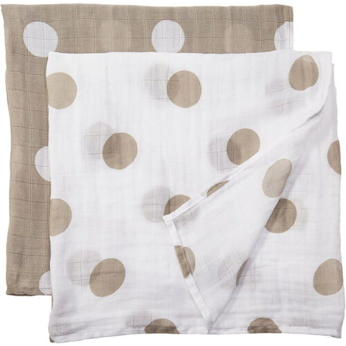 Lange mousseline pack de 2 - pois taupe - Blanc - Mixte