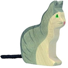Figuriini - HOLZTIGER - 80055 - Istuva kissa - Käsin maalattu puu - Eurooppalainen valmistus