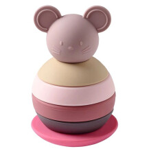 Activiteitsspeelgoed - Nattou - Stapelbare wipmuis roze - 5 siliconen ringen - Convex - Unisex