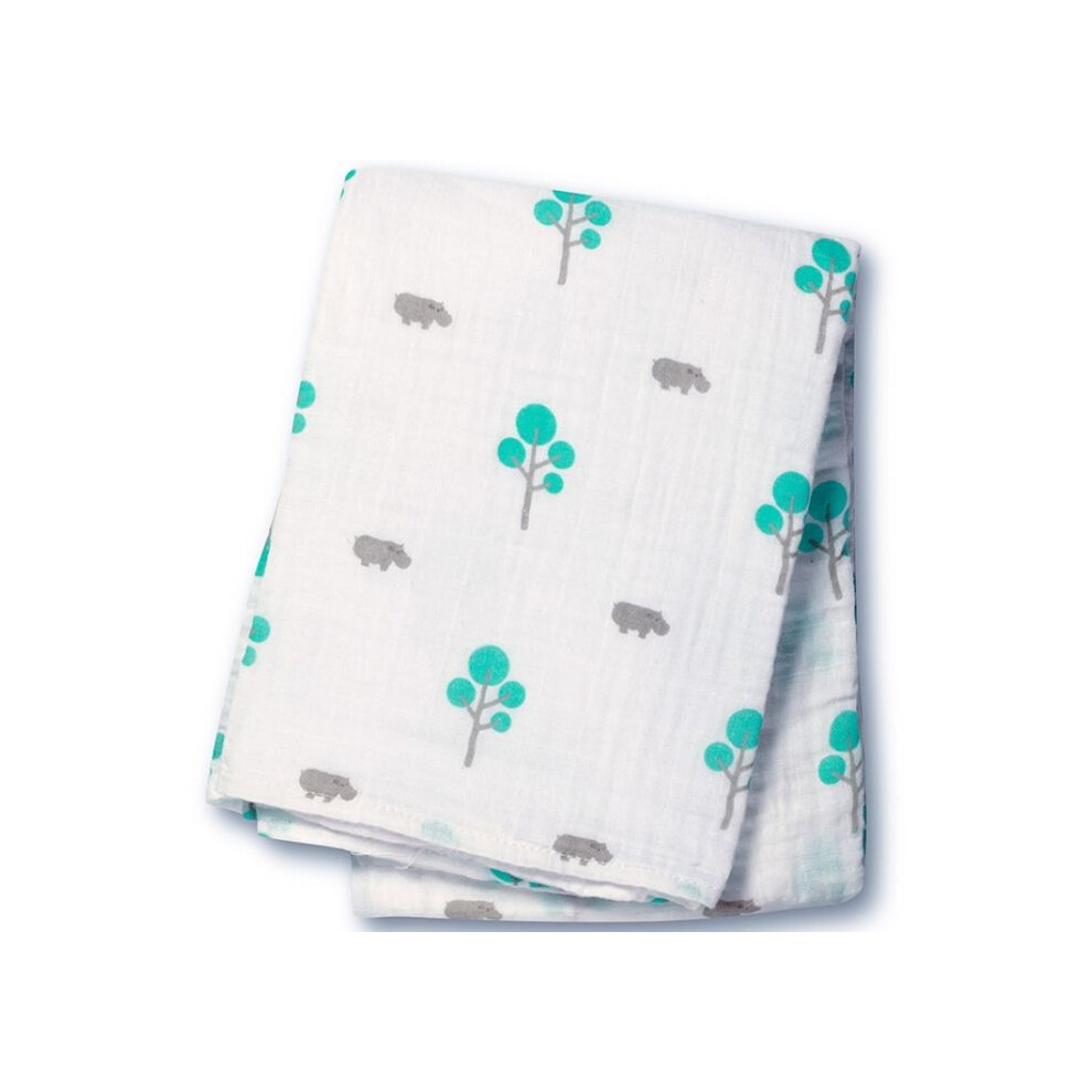 Aqua Cotton Muslin Swaddle 120X120 Cm - Unisex - White Lulujo