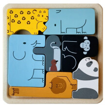 Puzzle Eläimet 2 in 1 - Plan Toys - Puinen - Monivärinen - Vauva - Unisex
