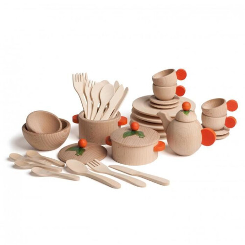 Erzi - Juego de vajilla natural 36 pcs