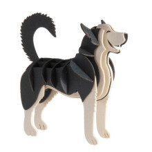 Maquete 3D em papel - FRIDOLIN - Husky siberiano - Corte a laser em papelão - 10 x 8,5 x 4 cm - A partir de 8 anos