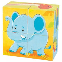 Koulutuslelu - GOKI - Villieläimet - 4 puukubia - Kehittää koordinaatiota - 2 vuotta ja enemmän