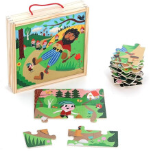 Quebra-cabeça - Vilac - Petit Poucet - 4 quebra-cabeças de madeira - 9 peças cada - 21 x 21 x 4,5 cm