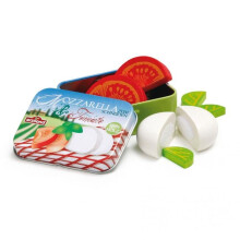 Erzi Juego de Imaginación de Madera Tienda de Abarrotes Mercancía Mozzarella y Tomates en una Caja Metálica - 17045
