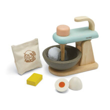 Robot de cuisine en bois pour enfant - PLAN TOYS - Mon 1er Robot de cuisine - Batteur rotatif - Accessoires inclus - Beige