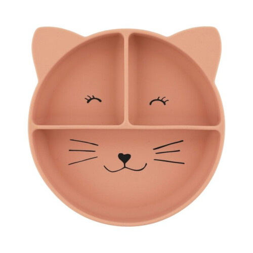 Assiette avec ventouse en silicone et compartiments - Mrs. Cat