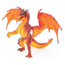 Figurinha - PAPO - Dragão Rei Fogo - Pintada à mão - Articulada (asas, patas, mandíbula) - 25x15x16 cm
