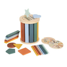 Educatief speelgoed - SMALL FOOT COMPANY - Montessori sorteerdrum - FSC-gecertificeerd hout - 3 sorteerschijven - Ingebouwde opbergruimte