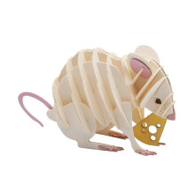 3D-papiermodel - FRIDOLIN - witte muis - Karton - Laser snedes - 8+ jaar
