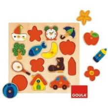 Houten inlegpuzzel - Educatieve vormen - DISET - 16 stukken - Gemengd