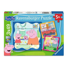 Palapeli 3x49 palasta Peppa Pig -perhe ensin