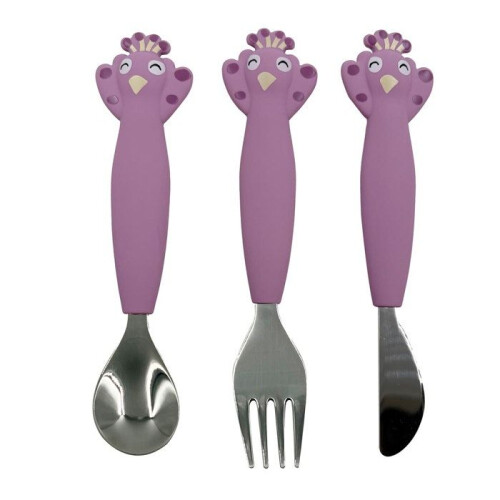 Trixie Trixie - Set di posate 3 pezzi in silicone Mrs Peacock