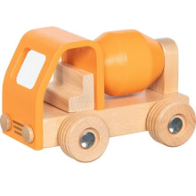 Véhicule miniature - GOKI - Camion toupie orange - Bois massif - 2-6 ans - 15,5 x 10 x 10 cm