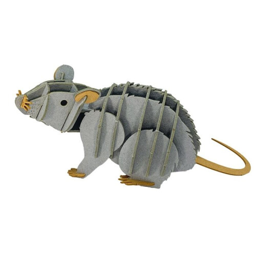 3D-papiermodel - FRIDOLIN - Rat - Grijs - 11,554,5 cm - Vanaf 8 jaar