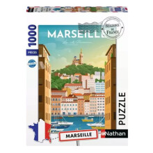 Palapeli 1000 palasta - Marseille juliste - NATHAN JEUX - Beige - Kartonki - Alkaen 10 vuotta