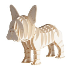 3D-papiermodel - FRIDOLIN - Franse bulldog - Laser gesneden onderdelen - 9 x 8,5 x 6 cm - Vanaf 8 jaar